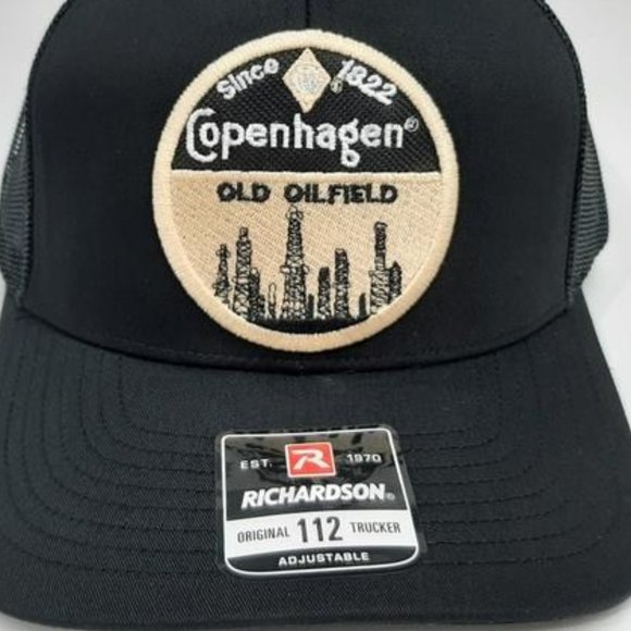 Retro Vtg Richardson 112 Copenhagen Oil Embroidered Patch Mesh Trucker Hat Snuff